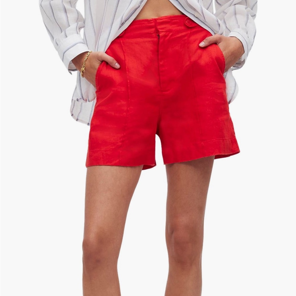 Madewell Clean Button Tab Linen Shorts